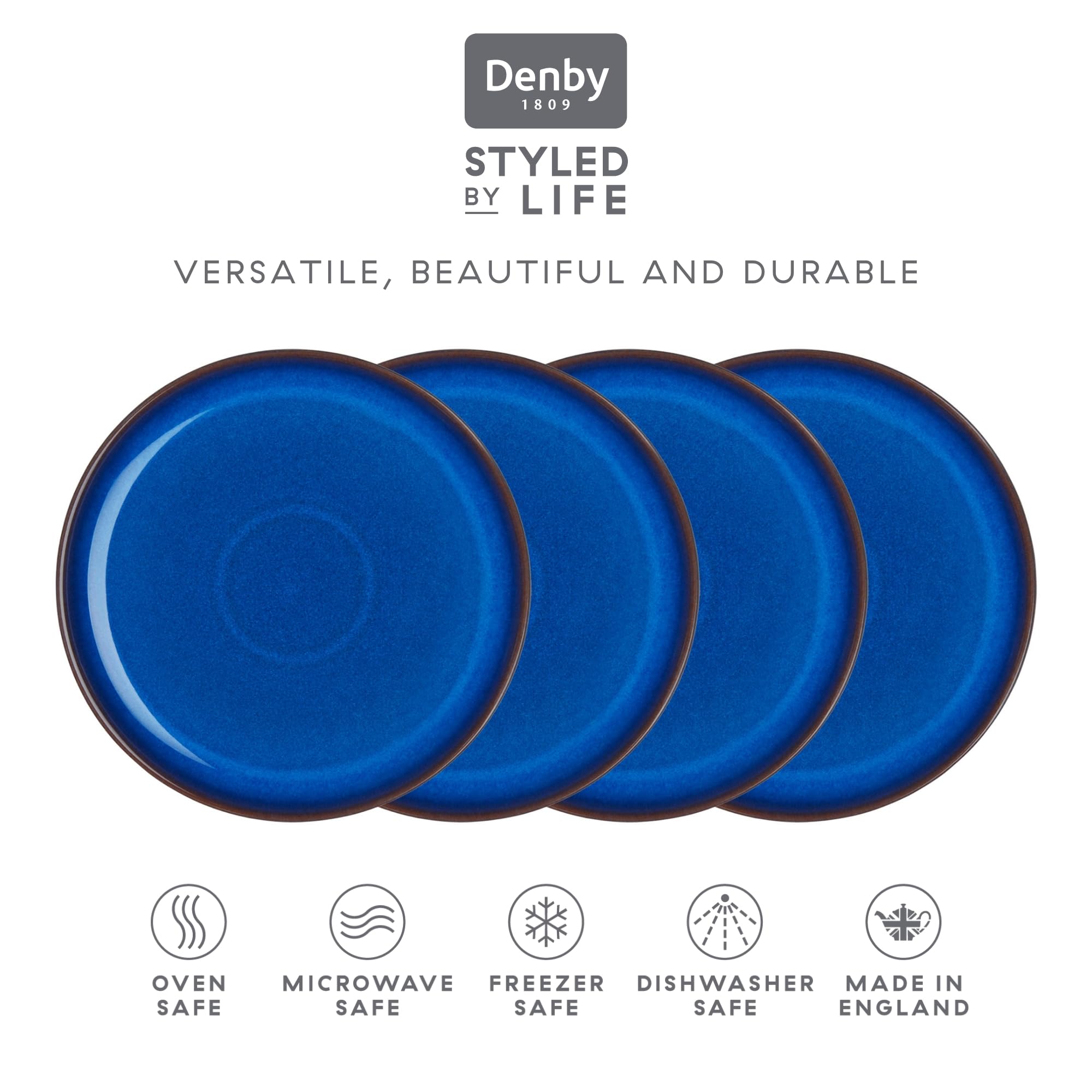 Amazon.com: Denby - Imperial Blue Coupe Dinner Plates Set of 4